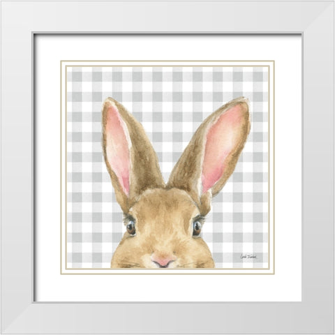 Garden Bunnies VII White Modern Wood Framed Art Print with Double Matting by Trimbach, Leslie