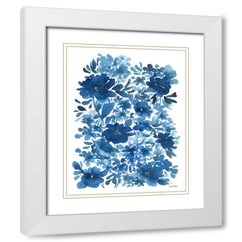 Blue Floral White Modern Wood Framed Art Print with Double Matting by Trimbach, Leslie