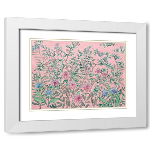 French Garden Pink White Modern Wood Framed Art Print with Double Matting by Purinton, Julia