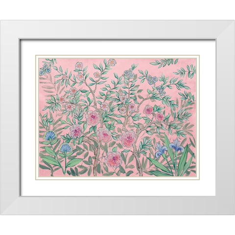 French Garden Pink White Modern Wood Framed Art Print with Double Matting by Purinton, Julia