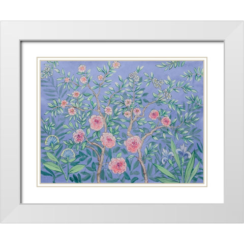 French Garden Purple White Modern Wood Framed Art Print with Double Matting by Purinton, Julia