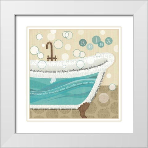 Dancing Bubbles II White Modern Wood Framed Art Print with Double Matting by Charron, Veronique