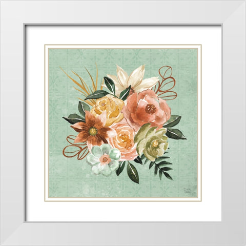 Floral Chic V White Modern Wood Framed Art Print with Double Matting by June, Dina