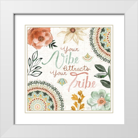 Floral Chic VII White Modern Wood Framed Art Print with Double Matting by June, Dina