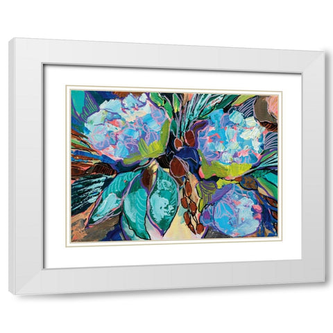 Hydrangea Harmony White Modern Wood Framed Art Print with Double Matting by Vertentes, Jeanette