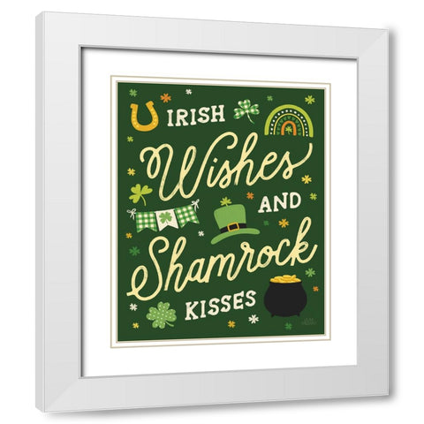 Shamrock Wishes II White Modern Wood Framed Art Print with Double Matting by Marshall, Laura