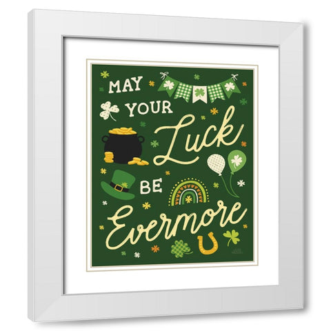 Shamrock Wishes III White Modern Wood Framed Art Print with Double Matting by Marshall, Laura