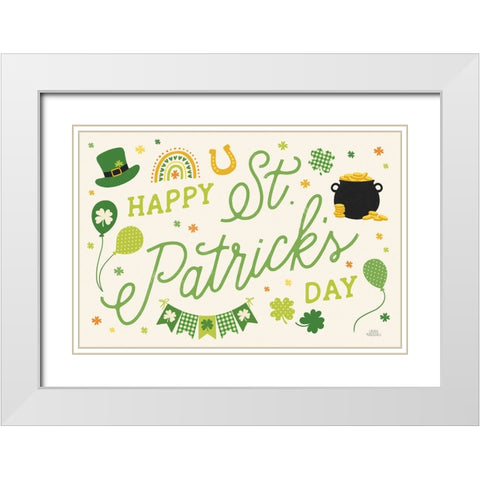Shamrock Wishes I Light White Modern Wood Framed Art Print with Double Matting by Marshall, Laura