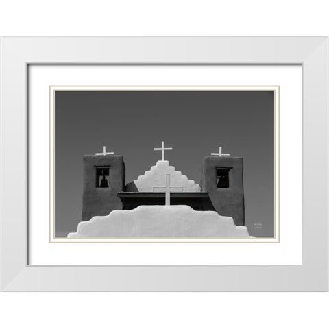Four Crosses White Modern Wood Framed Art Print with Double Matting by Larson, Nathan