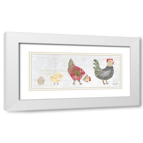 Patchwork Chickens II White Modern Wood Framed Art Print with Double Matting by Prahl, Courtney
