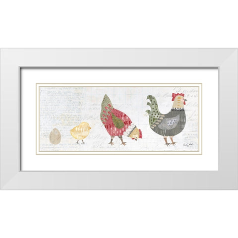 Patchwork Chickens II White Modern Wood Framed Art Print with Double Matting by Prahl, Courtney