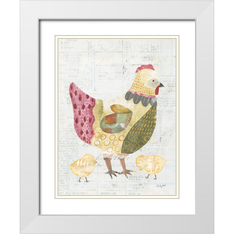Patchwork Chickens III White Modern Wood Framed Art Print with Double Matting by Prahl, Courtney