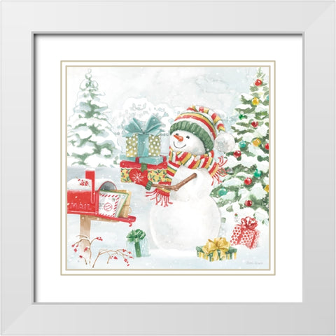 Snow Day IV White Modern Wood Framed Art Print with Double Matting by Grove, Beth