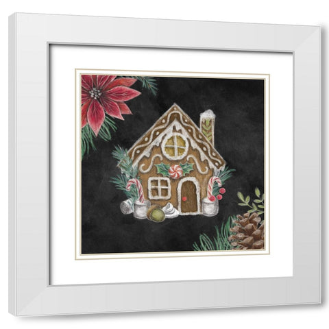 Christmas Chalk Gingerbread House White Modern Wood Framed Art Print with Double Matting by Urban, Mary