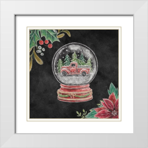 Christmas Chalk Snow Globe White Modern Wood Framed Art Print with Double Matting by Urban, Mary