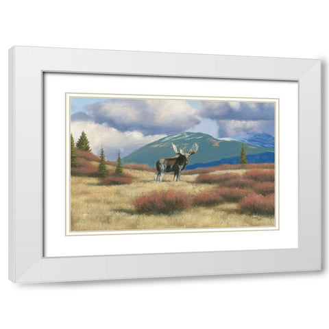 Northern Moose White Modern Wood Framed Art Print with Double Matting by Studio, Wellington
