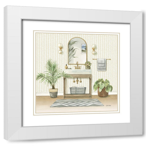 Serene Bath I White Modern Wood Framed Art Print with Double Matting by Trimbach, Leslie