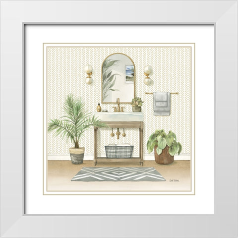 Serene Bath I White Modern Wood Framed Art Print with Double Matting by Trimbach, Leslie