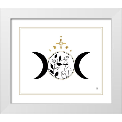 Mystical Mushrooms II White Modern Wood Framed Art Print with Double Matting by Adams, Sarah