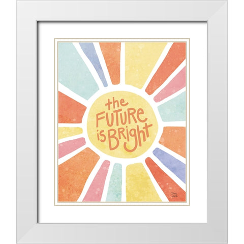 The Future is Bright Pastel White Modern Wood Framed Art Print with Double Matting by June, Dina