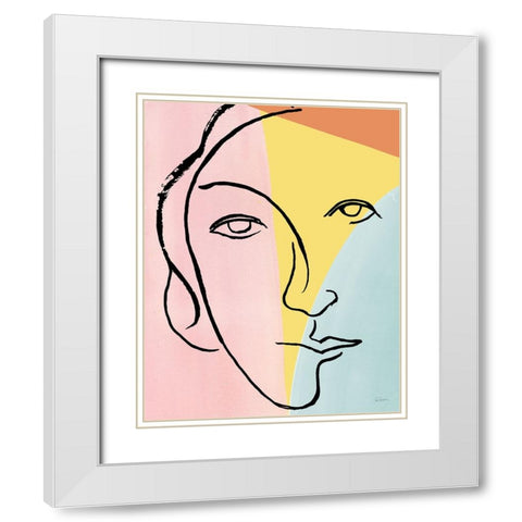 Ink Women V Colorblock Pastel White Modern Wood Framed Art Print with Double Matting by Schlabach, Sue