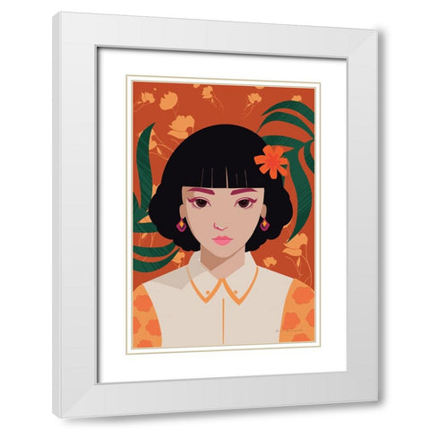 Boho Woman I White Modern Wood Framed Art Print with Double Matting by Escalante, Omar