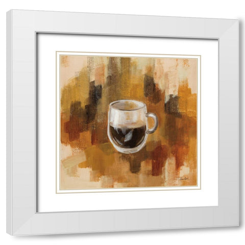 Abstract Coffee III White Modern Wood Framed Art Print with Double Matting by Vassileva, Silvia