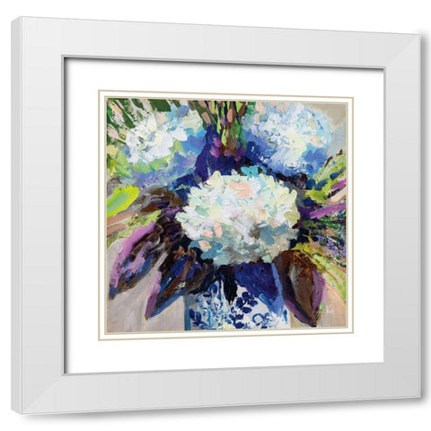 Hydrangea Chinoiserie II White Modern Wood Framed Art Print with Double Matting by Vertentes, Jeanette