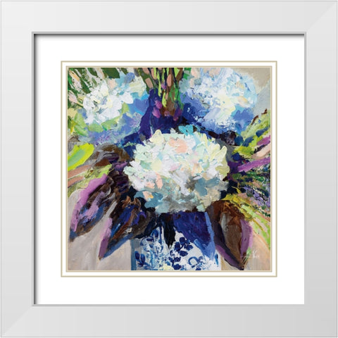 Hydrangea Chinoiserie II White Modern Wood Framed Art Print with Double Matting by Vertentes, Jeanette