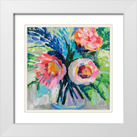 Because Im Happy White Modern Wood Framed Art Print with Double Matting by Vertentes, Jeanette