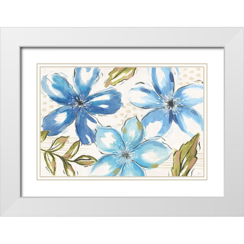 Indigo Tones I White Modern Wood Framed Art Print with Double Matting by Charron, Veronique