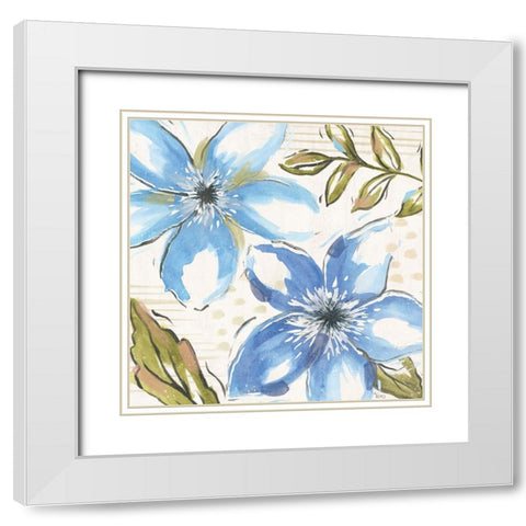 Indigo Tones II White Modern Wood Framed Art Print with Double Matting by Charron, Veronique