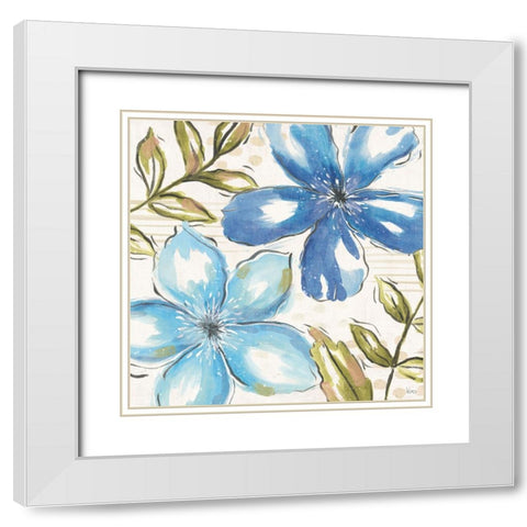 Indigo Tones III White Modern Wood Framed Art Print with Double Matting by Charron, Veronique