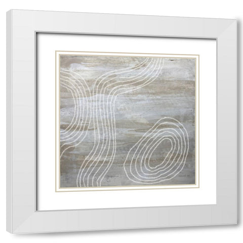 Beige Abstract II White Modern Wood Framed Art Print with Double Matting by Nai, Danhui