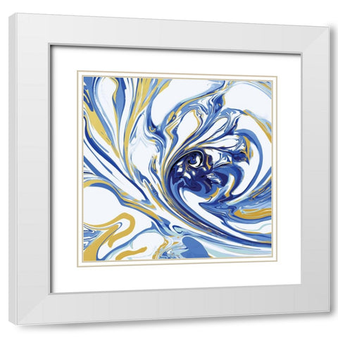 Psychedelic Blue I White Modern Wood Framed Art Print with Double Matting by Nai, Danhui