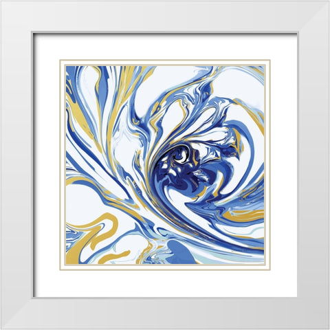 Psychedelic Blue I White Modern Wood Framed Art Print with Double Matting by Nai, Danhui