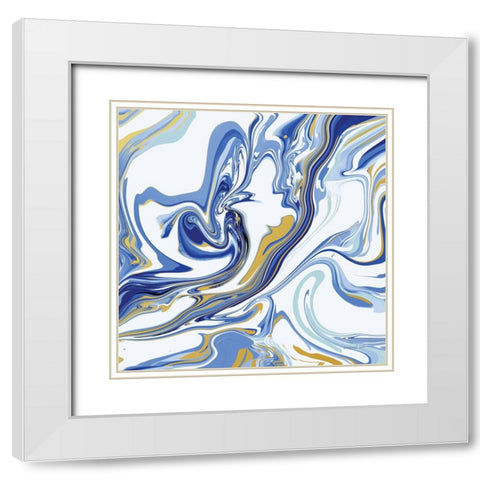 Psychedelic Blue II White Modern Wood Framed Art Print with Double Matting by Nai, Danhui