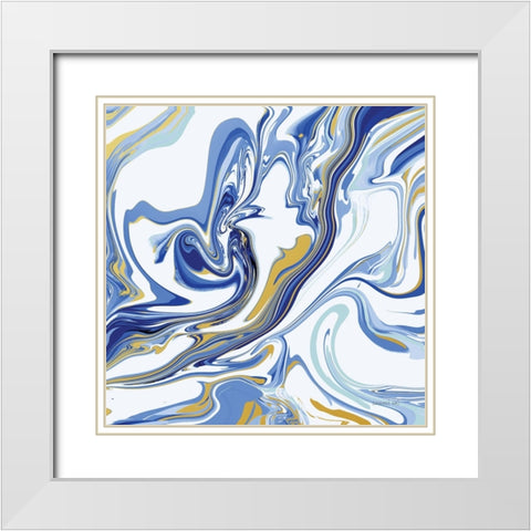 Psychedelic Blue II White Modern Wood Framed Art Print with Double Matting by Nai, Danhui