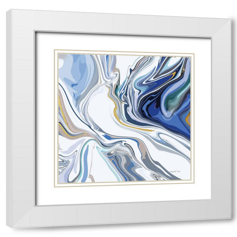 Psychedelic Blue III White Modern Wood Framed Art Print with Double Matting by Nai, Danhui