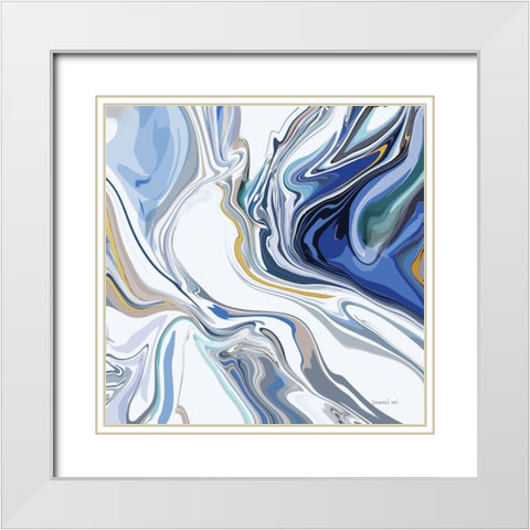 Psychedelic Blue III White Modern Wood Framed Art Print with Double Matting by Nai, Danhui