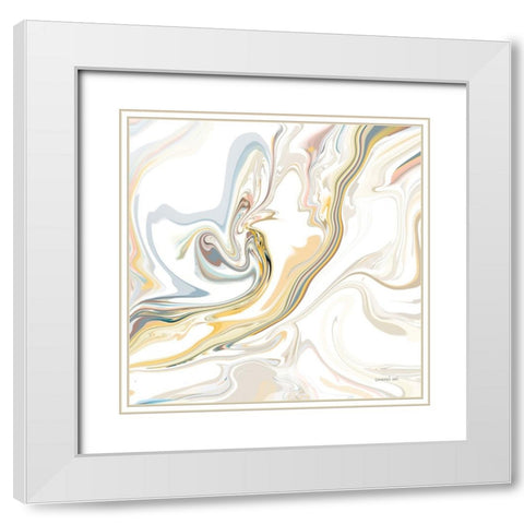 Psychedelic Neutral II White Modern Wood Framed Art Print with Double Matting by Nai, Danhui