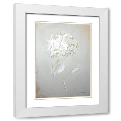 White Floral Sketch I White Modern Wood Framed Art Print with Double Matting by Nai, Danhui