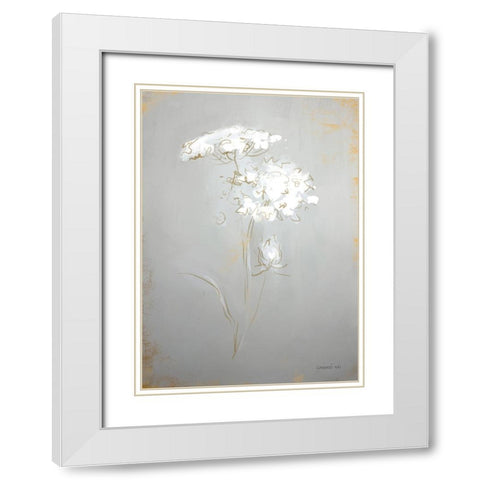 White Floral Sketch II White Modern Wood Framed Art Print with Double Matting by Nai, Danhui