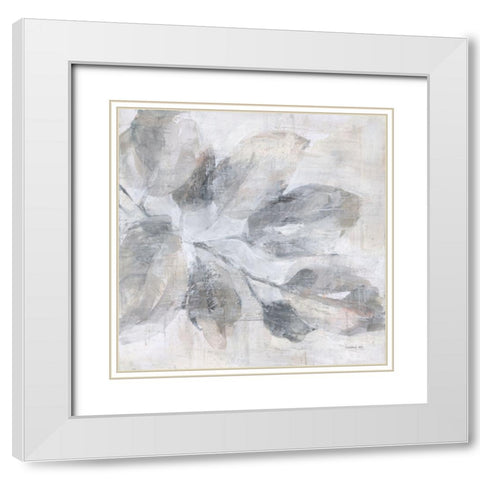 Soft Leaves I White Modern Wood Framed Art Print with Double Matting by Nai, Danhui