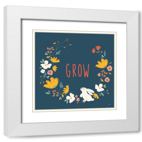 Hop Into Spring II White Modern Wood Framed Art Print with Double Matting by York, Leah