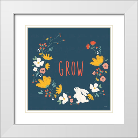 Hop Into Spring II White Modern Wood Framed Art Print with Double Matting by York, Leah