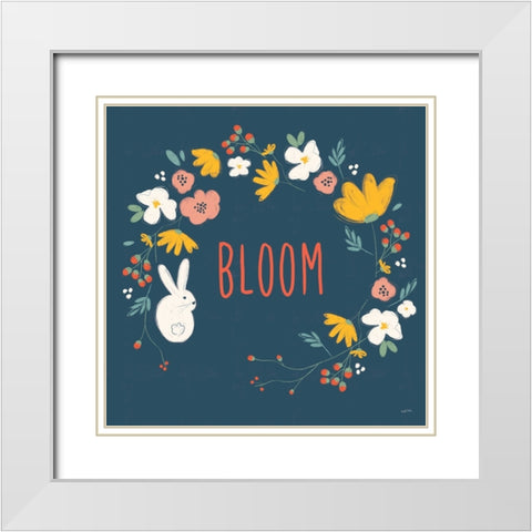 Hop Into Spring III White Modern Wood Framed Art Print with Double Matting by York, Leah