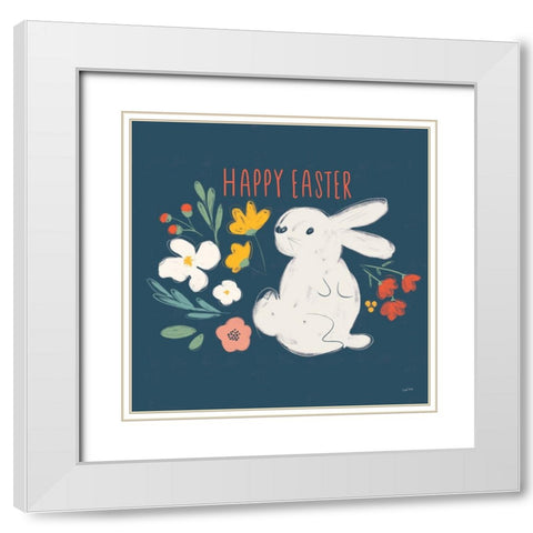 Hop Into Spring IV White Modern Wood Framed Art Print with Double Matting by York, Leah