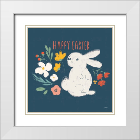 Hop Into Spring IV White Modern Wood Framed Art Print with Double Matting by York, Leah