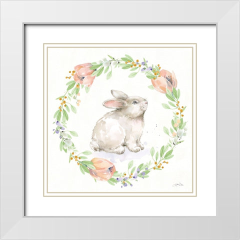 Blooming Bunnies I White Modern Wood Framed Art Print with Double Matting by Pete, Katrina